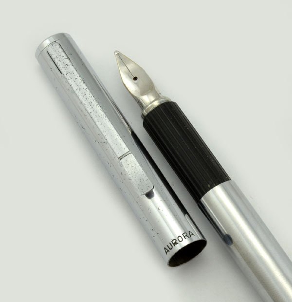 Aurora Hastil Fountain Pen - 1970s Modern Stainless Steel, Medium